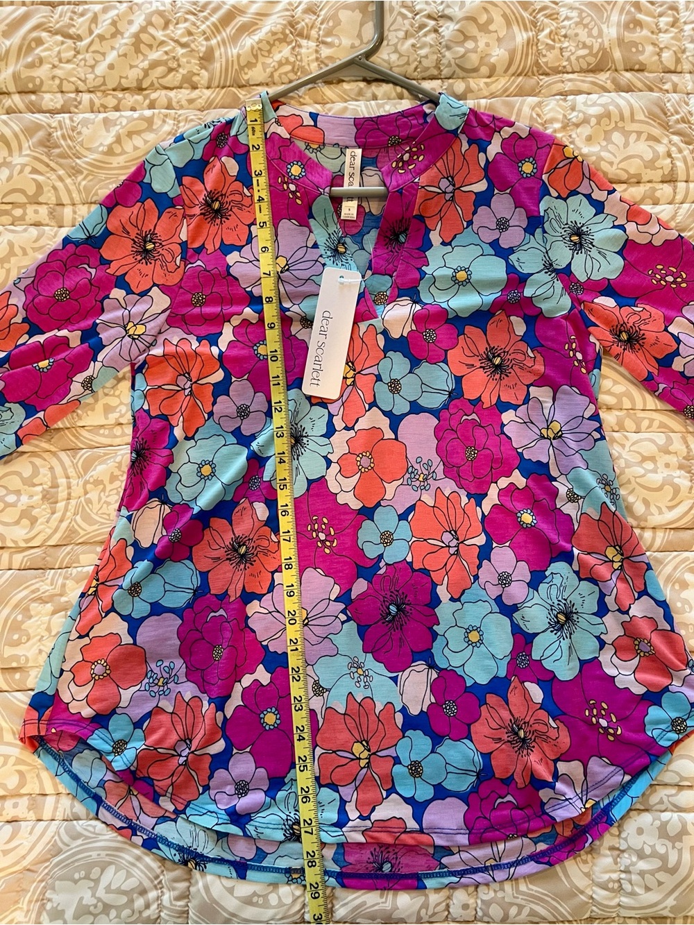 Dear Scarlett Lizzy NWT Floral 3/4 Sleeve Tunic Top Small - Picture 7 of 7